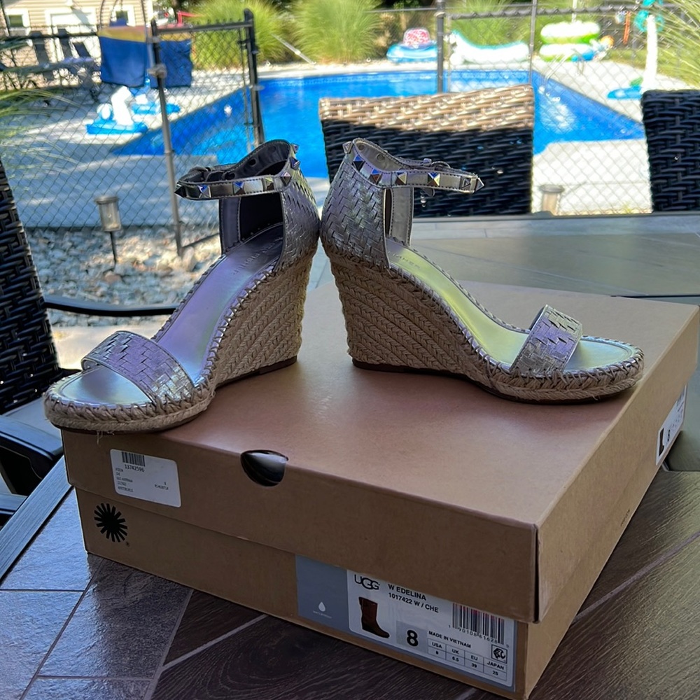 Mark Fisher espadrille, wedge, silver sandals